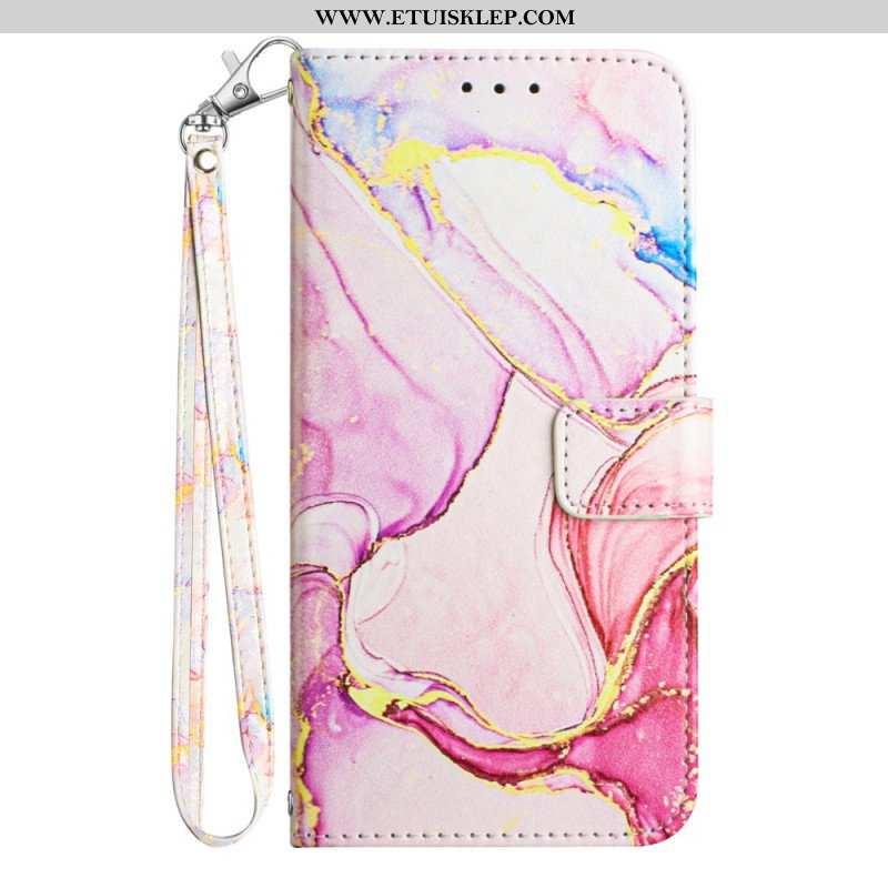 Etui Folio do iPhone 15 Plus Marmur Ze Smyczą